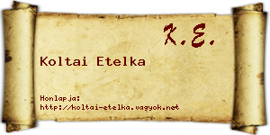 Koltai Etelka névjegykártya